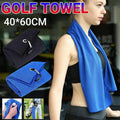 Golf Towel with Carabiner Clip, Waffle Cotton, 40 x 60 cm - Black - view 2