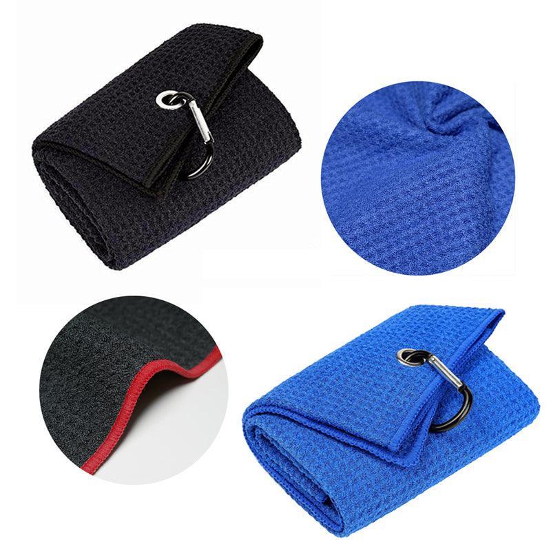 Golf Towel with Carabiner Clip, Waffle Cotton, 40 x 60 cm - Blue - view 4
