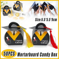 Graduation Cap Candy Box Striped Paper Party Favour Gift Cartons - Yellow, Pack of 50 - view 2