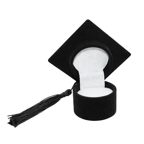 Graduation Cap Ring Gift Boxes, Pack of 6 - Black