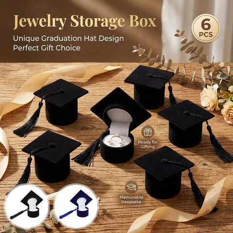 Graduation Cap Ring Gift Boxes, Pack of 6 - Dark Blue - view 2