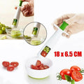 Grape Slicer with Non-Slip Plunger, White and Green, 18 x 6.5 cm
