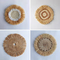 Grass Woven Wall Decor Set of 4, Natural Straw Bohemian Round Hanging Art for Bedroom - view 4
