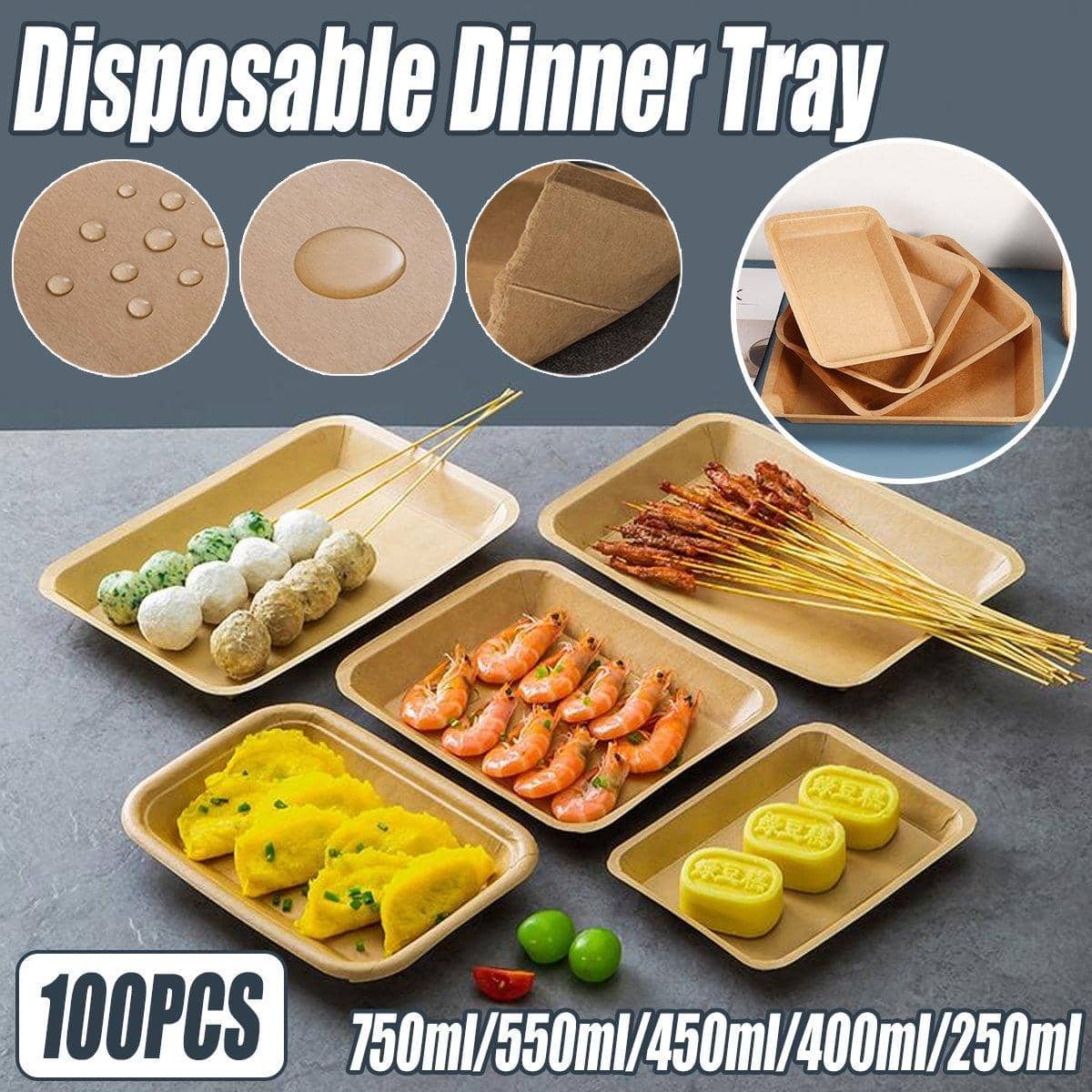 Greaseproof Kraft Paper Food Trays - 400 ml, Pack of 100 - view 2