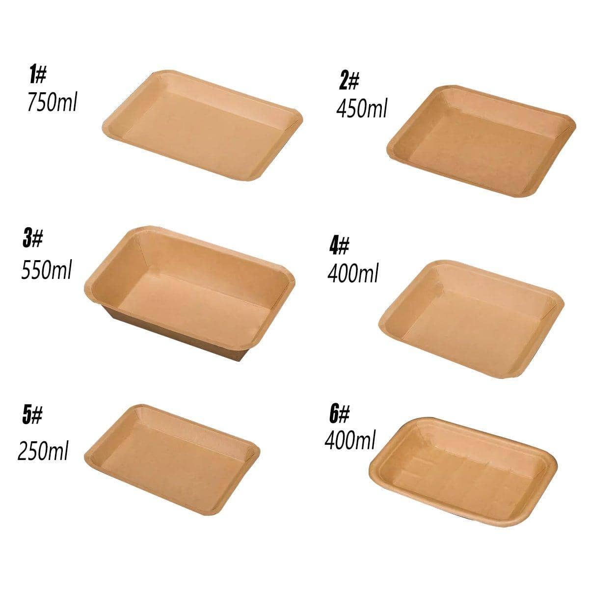 Greaseproof Kraft Paper Food Trays - 400 ml, Pack of 100 - view 4