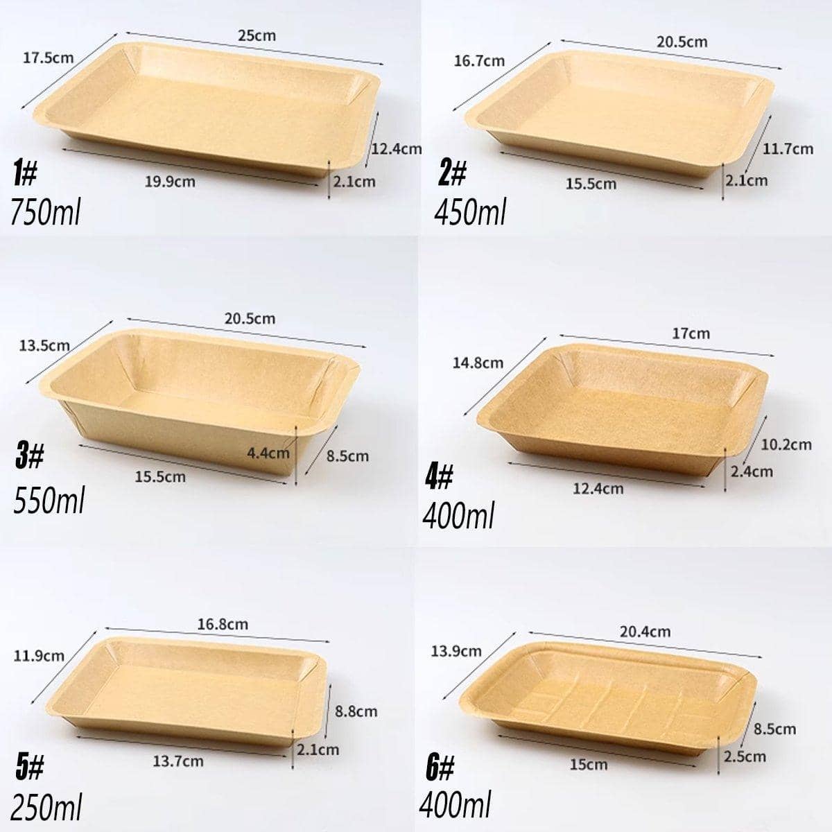 Greaseproof Kraft Paper Food Trays - 400 ml, Pack of 100 - view 5