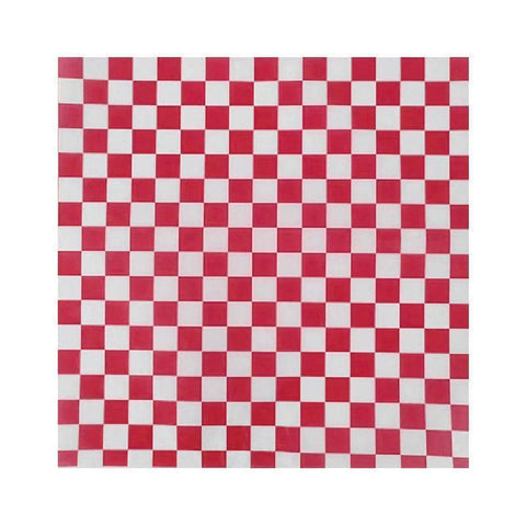Greaseproof Paper Baking Mats, Pack of 100 - Red and White Check, 22 x 22 cm