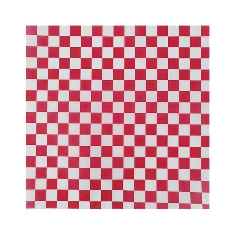 Greaseproof Paper Baking Mats, Pack of 100 - Red and White Check, 22 x 22 cm