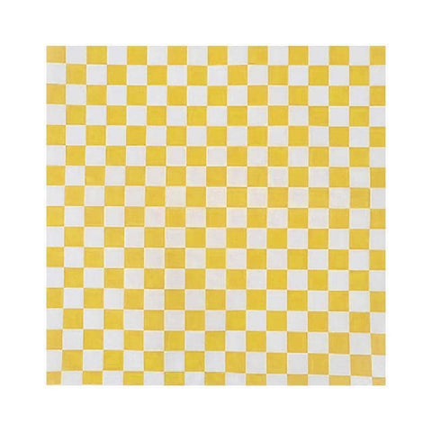 Greaseproof Paper Baking Mats, Pack of 100 - Yellow and White Check, 18 x 18 cm
