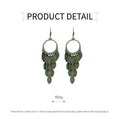 Green Bohemian Feather Tassel Drop Earrings for Women - view 3
