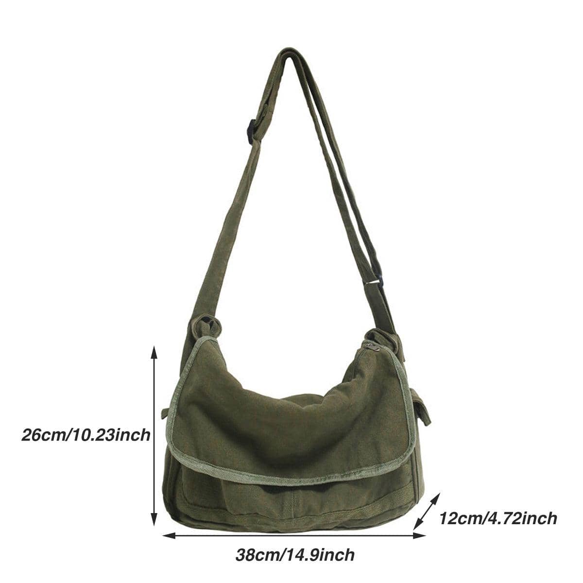 Green Canvas Messenger Shoulder Bag for Men and Women, Casual Work and Travel - view 4