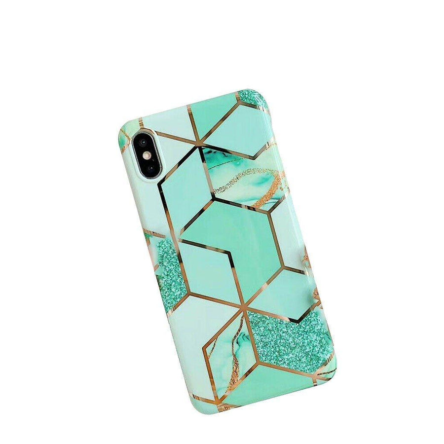 Green Marble Shockproof Silicone Phone Case - For iPhone 12 Pro