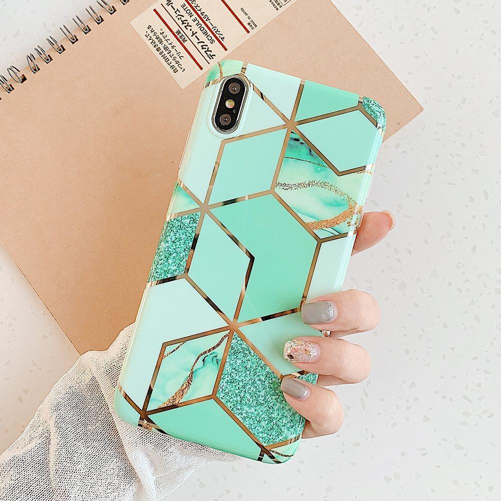 Green Marble Shockproof Silicone Phone Case - For iPhone 14 Pro - view 8