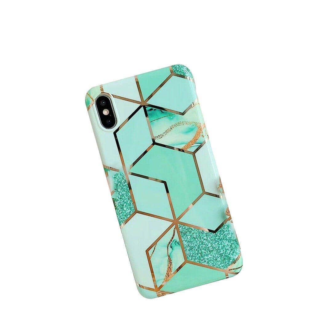 Green Marble Shockproof Silicone Phone Case - iPhone X/XS