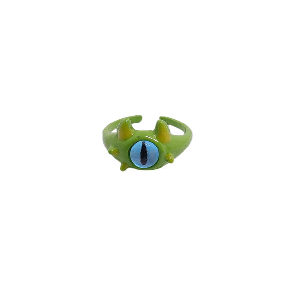 Green Monster Eye Open Ring with Blue Eye - view 2