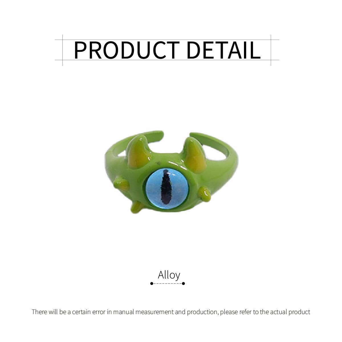 Green Monster Eye Open Ring with Blue Eye - view 3