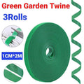 Green Nylon Garden Plant Ties Hook and Loop Tape 1 cm x 2 m, 3 Rolls