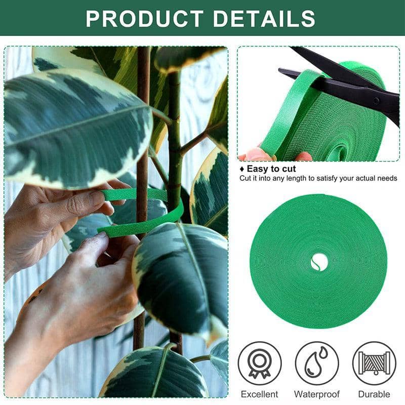 Green Nylon Garden Plant Ties Hook and Loop Tape 1 cm x 2 m, 3 Rolls - view 3