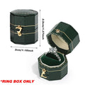 Green Octagonal Ring Box Mini Jewellery Travel Case with Gold Embossed Lid - view 3