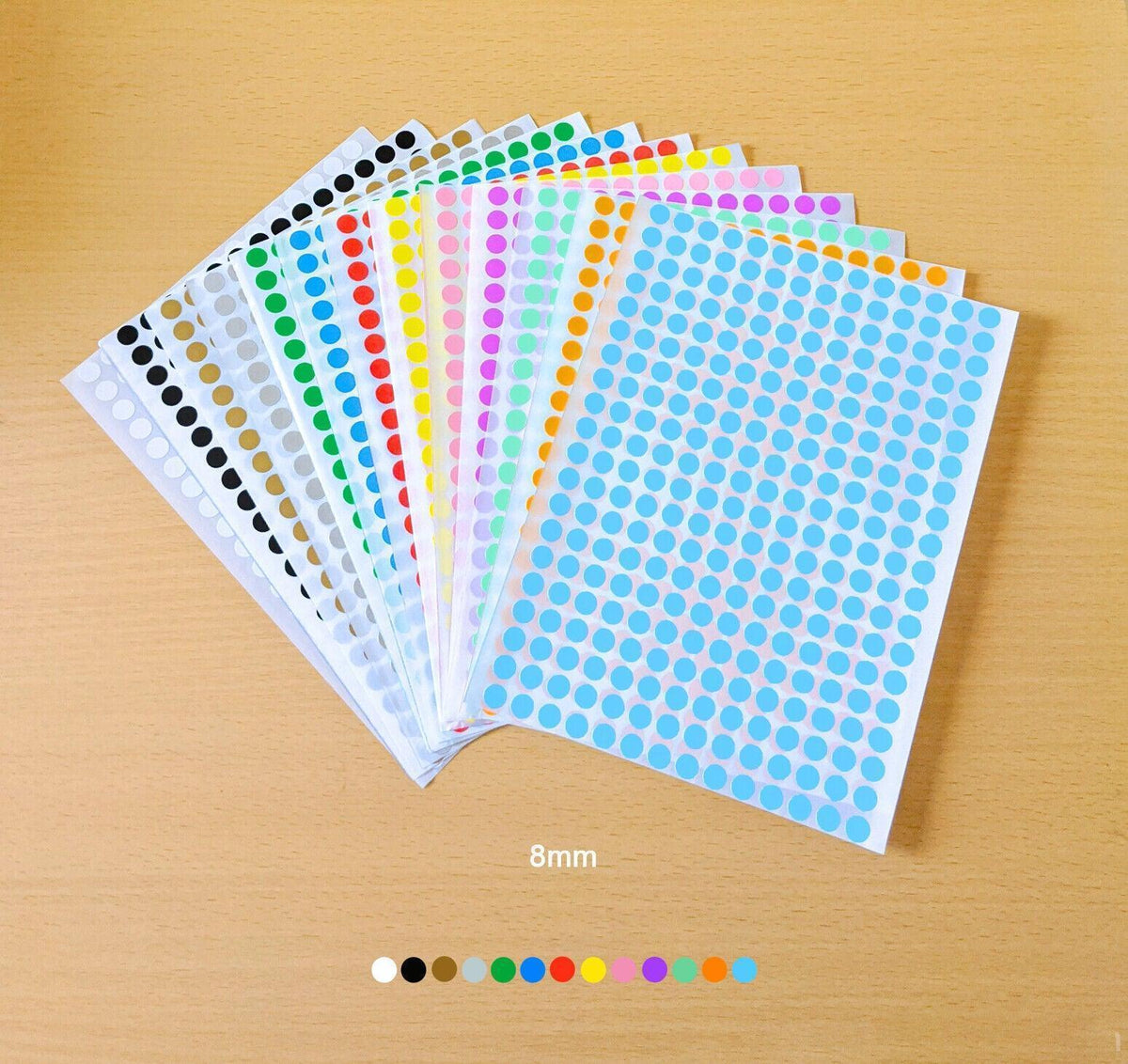 Green Round Sticker Dots Adhesive Labels - 8mm, 260 dots - view 5