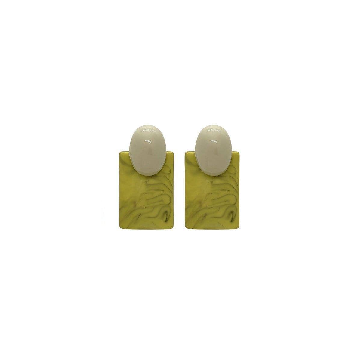 Green Square Vintage Stud Earrings Retro Jewellery for Women - view 2