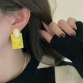 Green Square Vintage Stud Earrings Retro Jewellery for Women - view 4