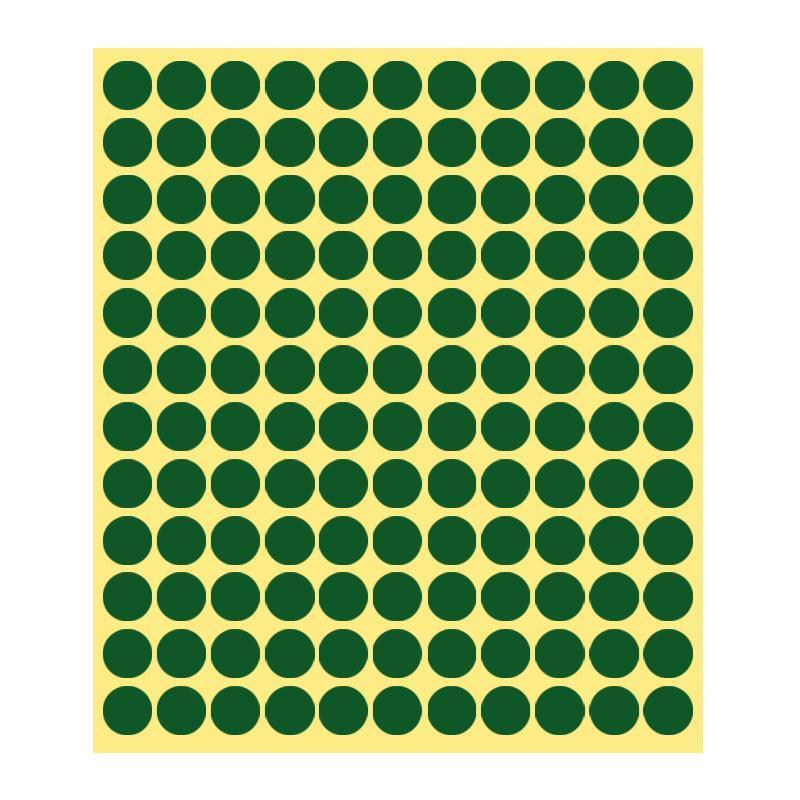 Green Sticker Dots Adhesive Round Labels - 13mm, 132 Dots per Sheet, 1 Sheet