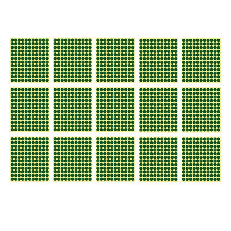 Green Sticker Dots Adhesive Round Labels - 13mm, 132 Dots per Sheet, 15 Sheets