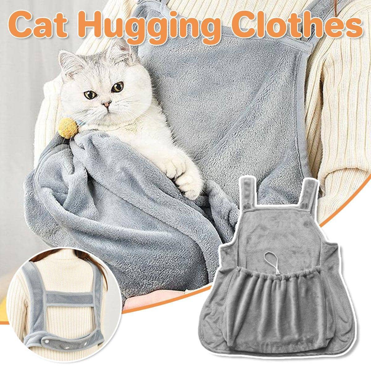 Grey Cat Grooming Apron, Kangaroo Style Non-Stick Bib