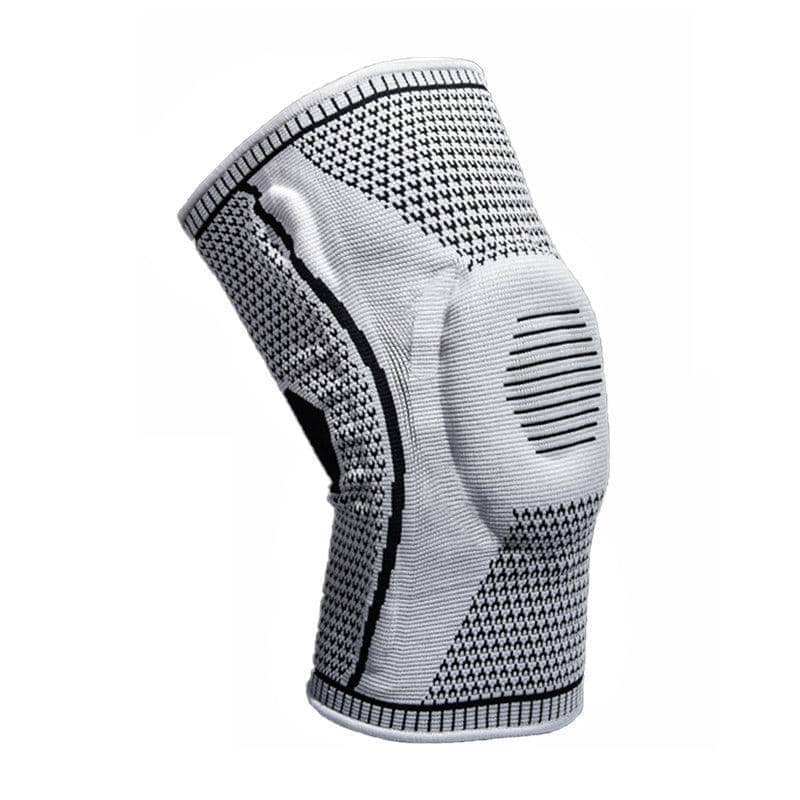 Grey Knee Compression Sleeve Brace, Silicone Support - Size M (Top 32 cm)