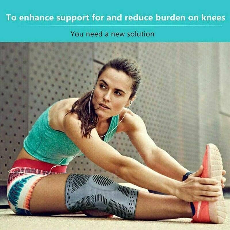 Grey Knee Compression Sleeve Brace, Silicone Support - Size M (Top 32 cm) - view 3