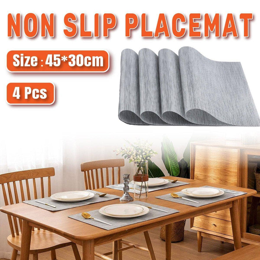Grey PVC Braided Placemats, Pack of 4, Heat Insulation Non-Slip Mats