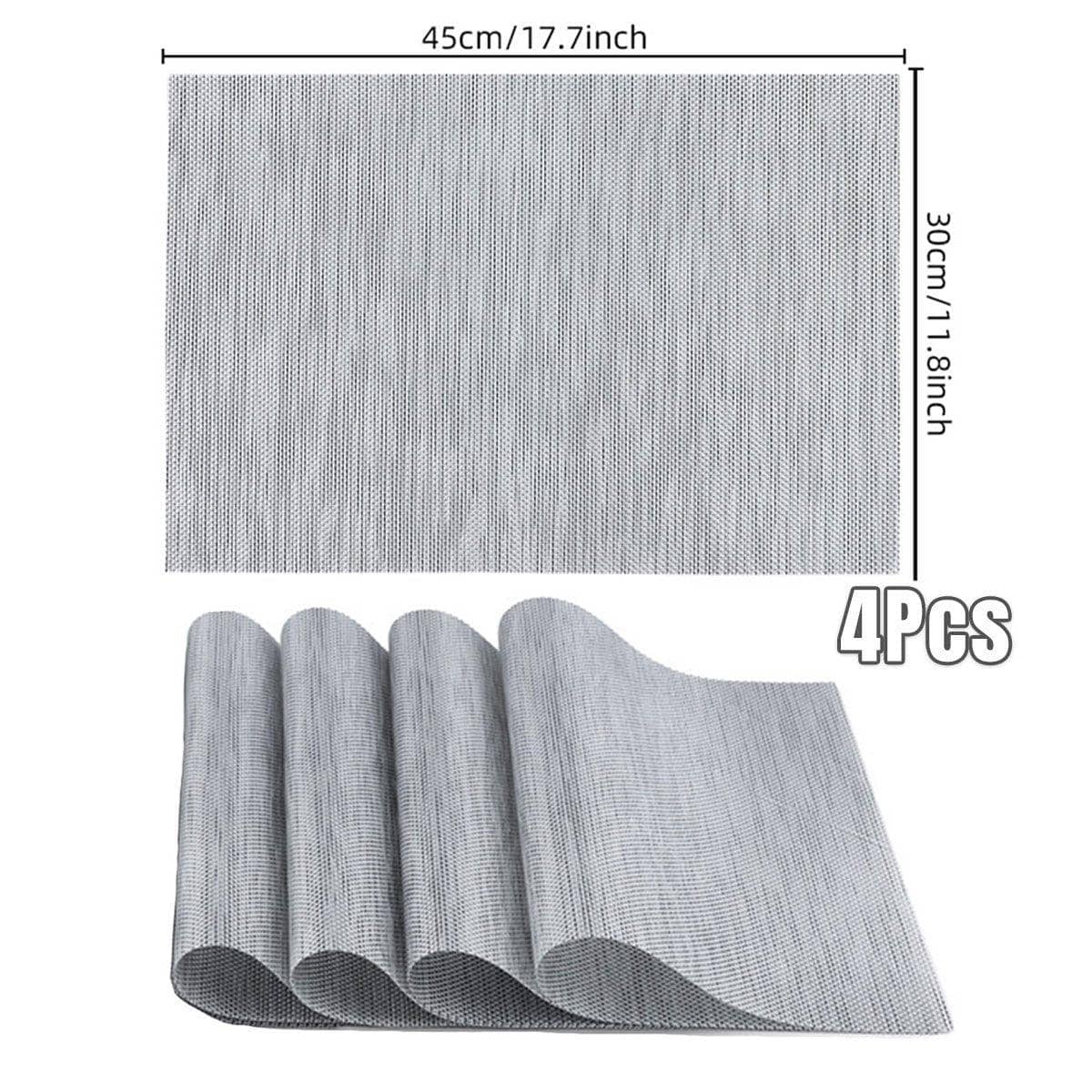 Grey PVC Braided Placemats, Pack of 4, Heat Insulation Non-Slip Mats - view 3