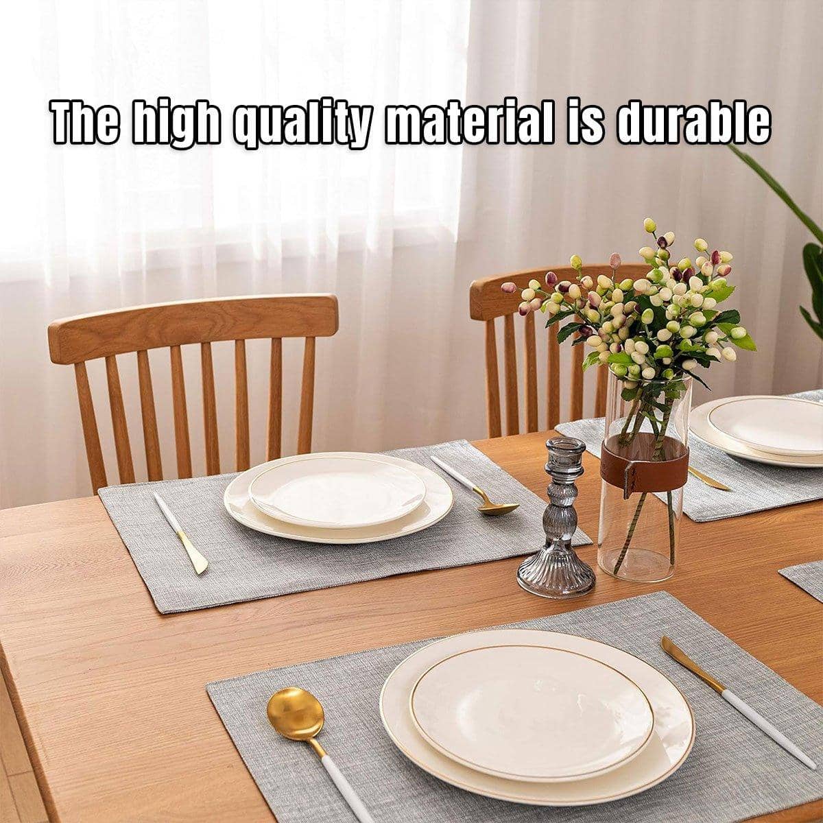 Grey PVC Braided Placemats, Pack of 4, Heat Insulation Non-Slip Mats - view 4