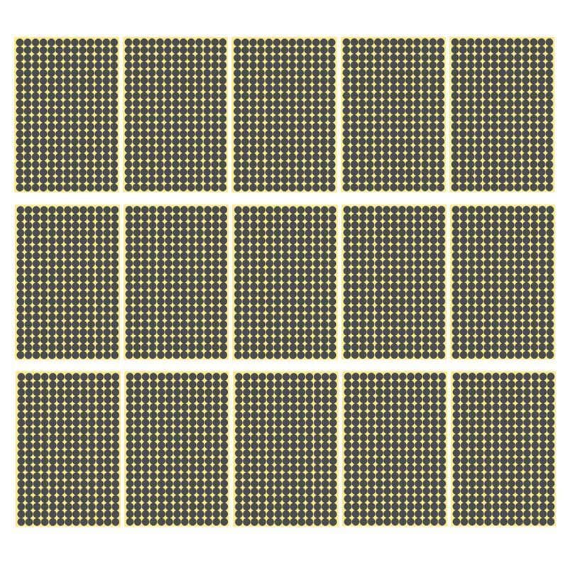 Grey Round Sticker Dots Adhesive Labels - 8mm, 260 Dots, 15 Sheets