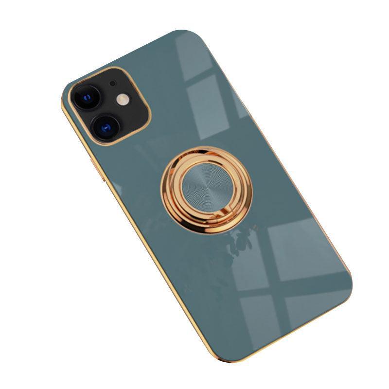 Grey Shockproof Silicone Ring Stand Phone Case - iPhone 14 Pro Max