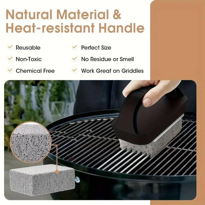 Grill Cleaning Pumice Stone Set with Handle for Teppanyaki and BBQ, 5 Piece - view 4