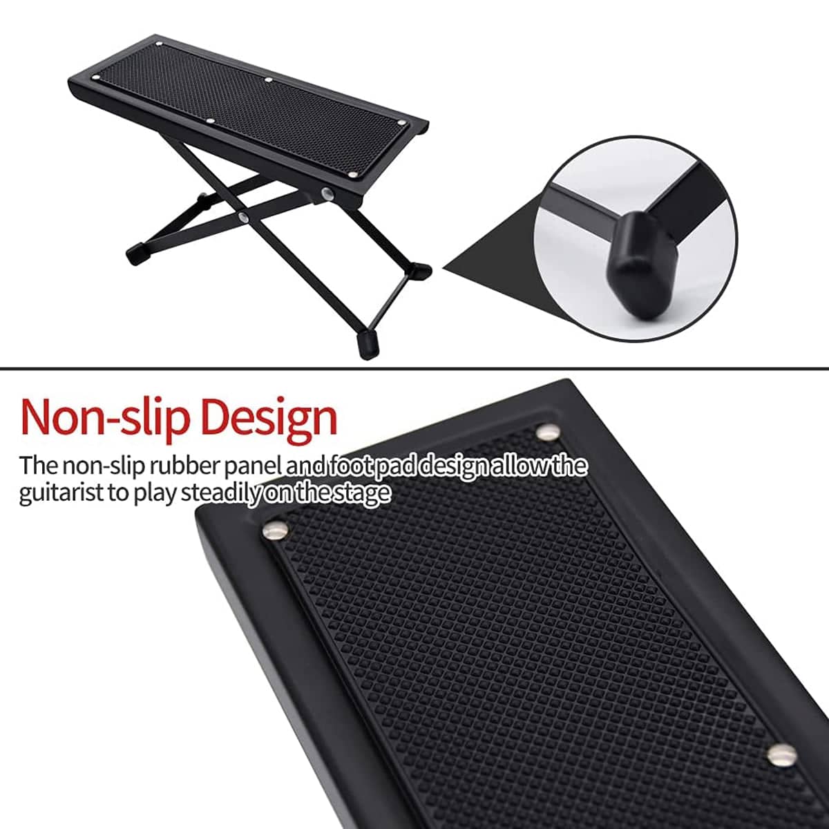Guitar Foot Rest Pedal, Adjustable 6 Position Foldable Footstool - view 4