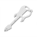 Guitar-Shaped Multi-Tool Keychain with Bottle Opener and Ruler - Silver