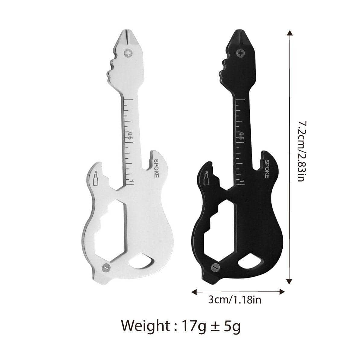 Guitar-Shaped Multi-Tool Keychain with Bottle Opener and Ruler - Silver - view 4