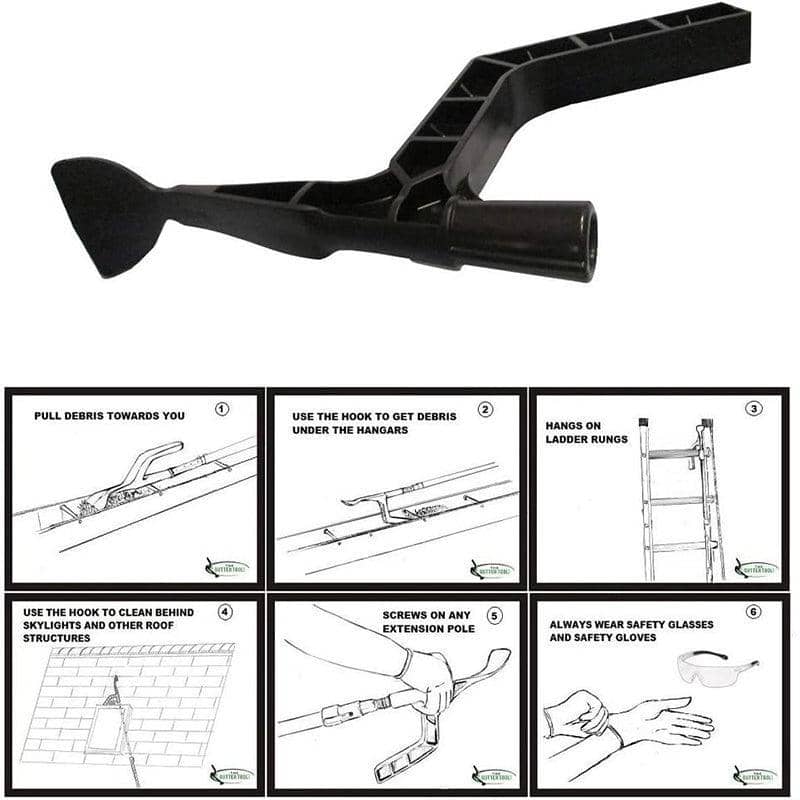 Gutter Roof Cleaning Tool with Hook for Leaves and Debris - view 5