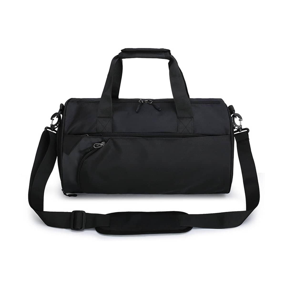 Gym Duffel Bag with Wet and Dry Separation, Shoe Compartment and Shoulder Strap, Black - view 2