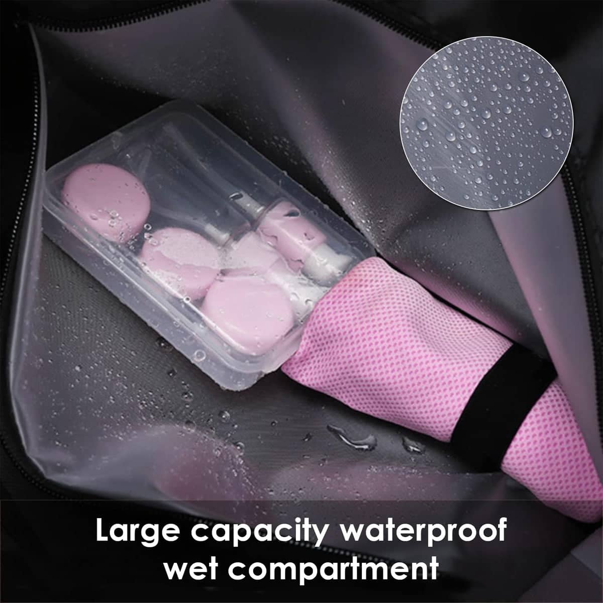 Gym Duffel Bag with Wet and Dry Separation, Shoe Compartment and Shoulder Strap, Black - view 5