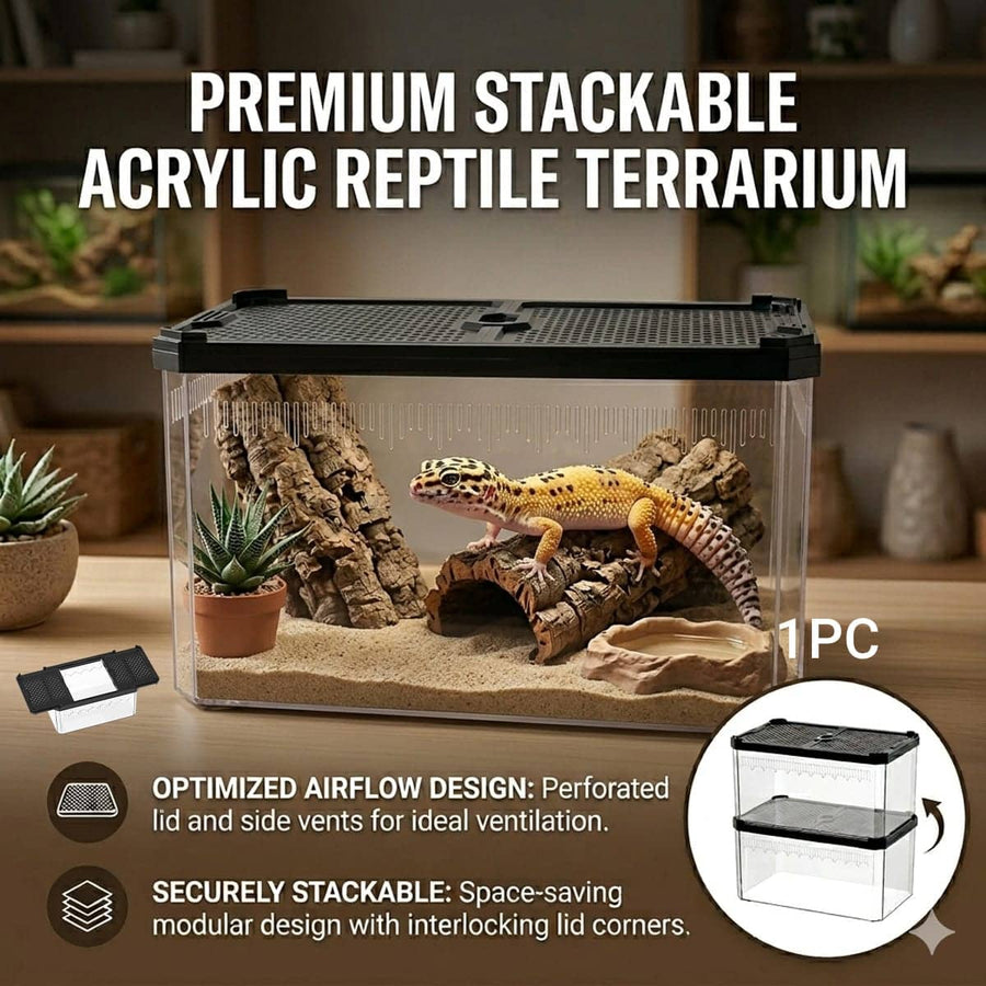 H12 Small Dual Sliding Lid Acrylic Reptile Breeding Box 19 x 11.5 cm