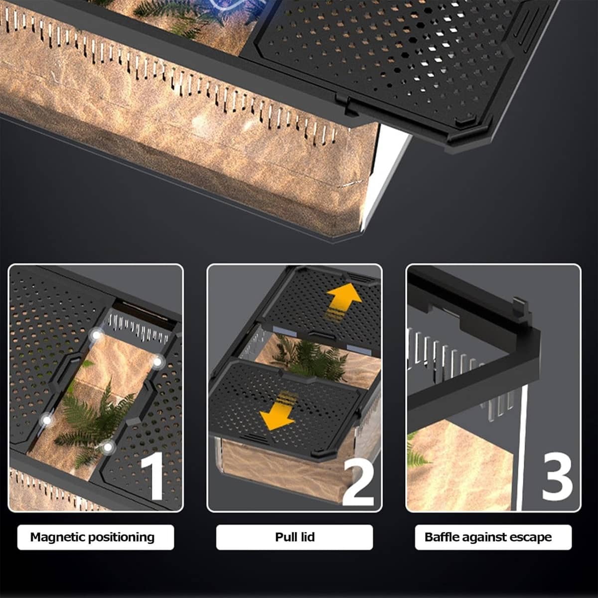 H12 Small Dual Sliding Lid Acrylic Reptile Breeding Box 19 x 11.5 cm - view 5