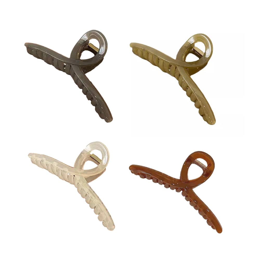 Hair Claw Clip Geometric Korean Style - Brown - view 3