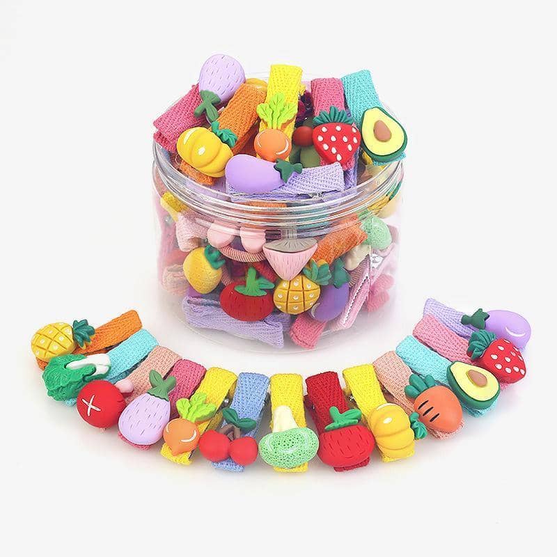 Hair Clips Set, Pack of 26 - Fruit and Vegetable, without Bottle