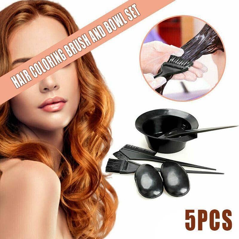Hair Colouring Brush and Bowl Set - 5 Piece Kit, Black