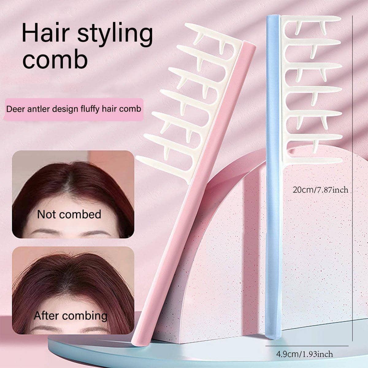 Hair Root Fluffy Comb, Wide Tooth Styling Comb for Volume - Light Blue - view 2