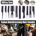 Hair Styling Cutting Comb Set Plastic Pointed Tail Comb with Steel Needle, Pack of 10